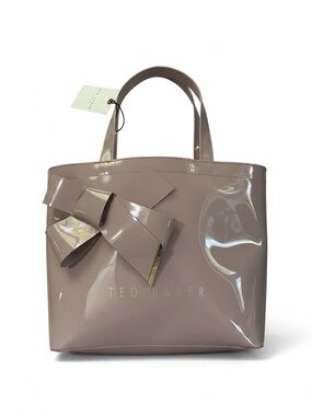 Ted Baker Patent Bow Tote in Dusty Mauve